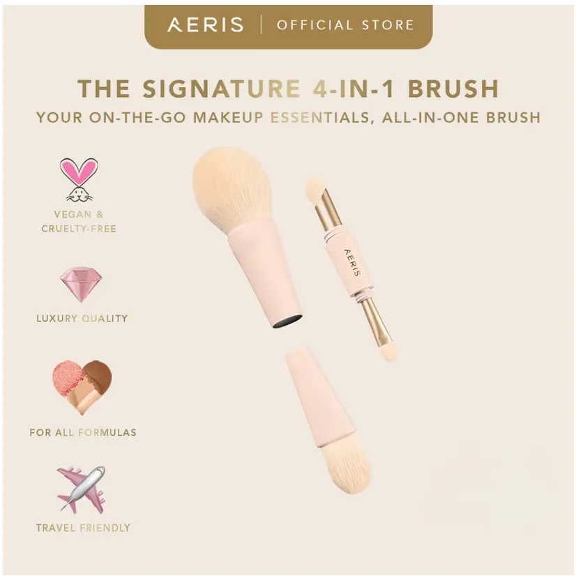 AERIS BEAUTE The Signature 4-In-1 Brush dengan Pouch