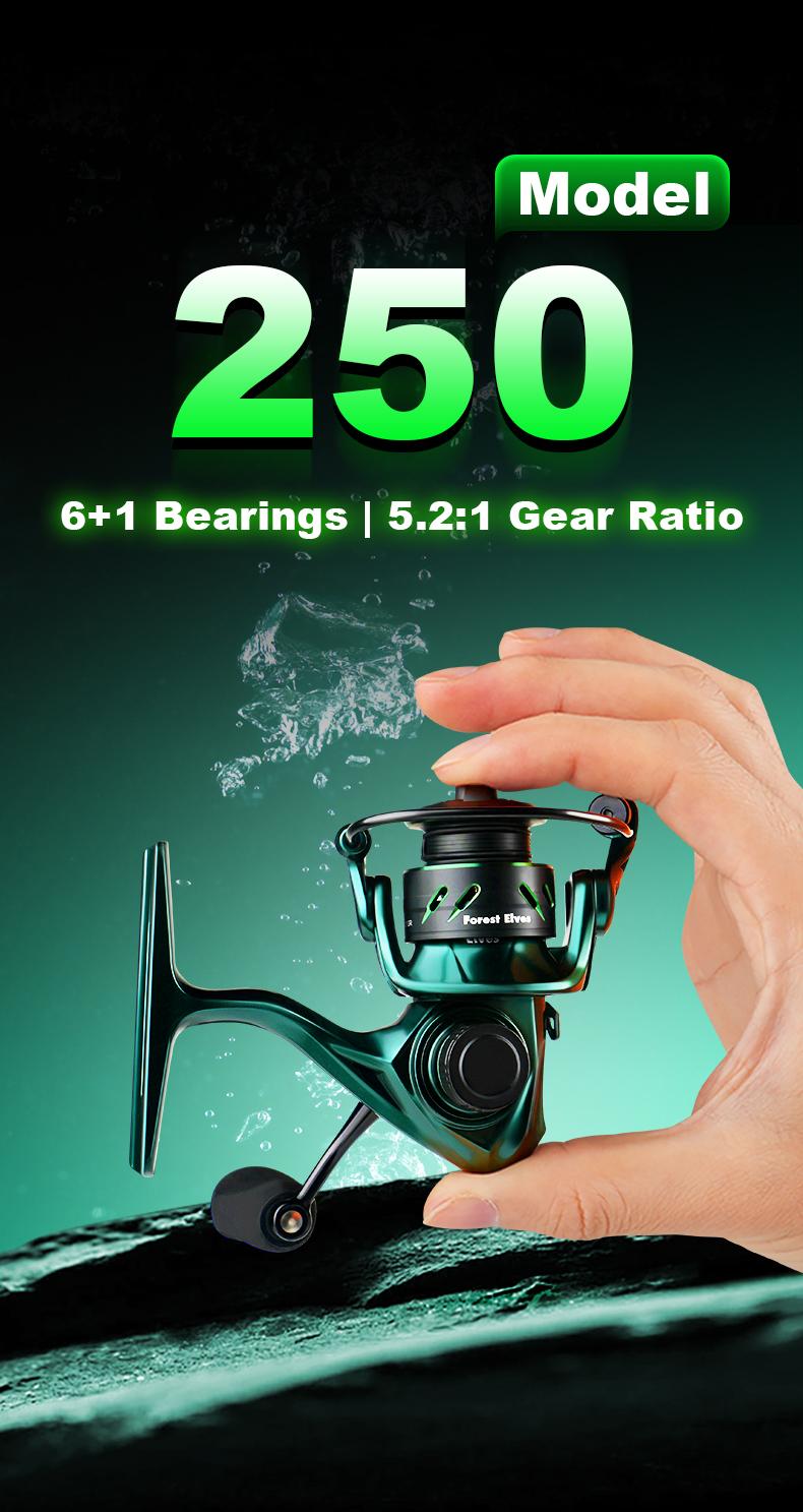 Cadence EIves Mini Spinning Reel, 123g Ringan ultralight , Bearing 6+1BB, Brek 3kg, Nisbah 5.2:1, Kekili Mikro Mesin Tepat, Design Khas Ikan Lure Toman/Kelah/Bass, Sesuai Memancing Sungai Jernih