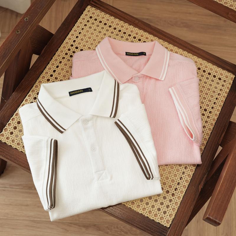  Áo Thun Nam Cao Cấp Polo WOODY vải vân gỗ Cổ Bẻ MANDINNI Menswear Có Cổ 