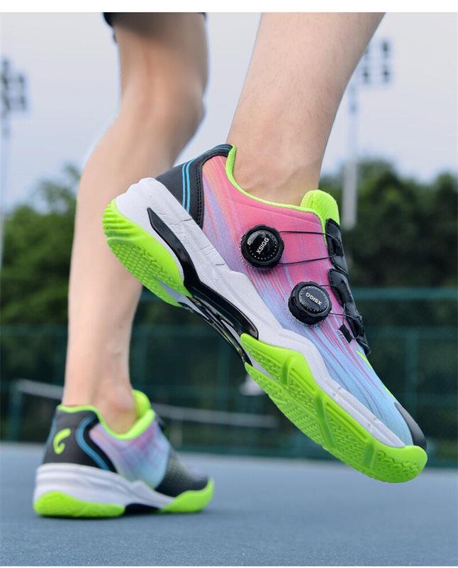 Product Introduction of 36-46 Professional Badminton Shoes for Men Double Rotating Buckle Tennis Shoes Wear-resistant Non-slip Table Tennis Shoes Couple's Training and Competition Sneakers Plus Size 16