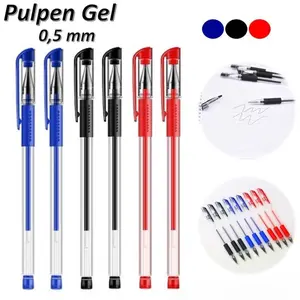 MMM - COD BUNDLING Pena Gel 0.55mm Refill Pulpen Pena Karakter Standart TST Transparant 12pcs 30pcs 50pcs dan 100pcs Pulpen tinta cair Alat Tulis Sekolah Kantor Pen Warna Warni Pena Merah Plastik Hitam Stationery