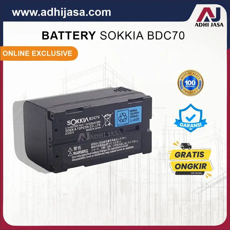 Battery Topcon Sokkia BDC-70 Baterai BDC70 0
