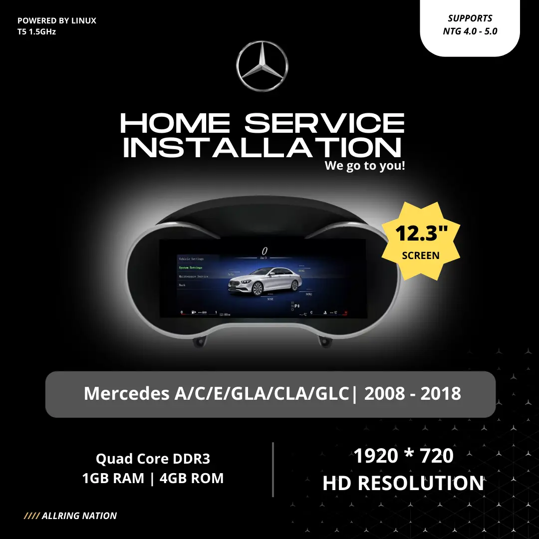 MERCEDES Digital Cluster | 12.3" for W176 A180 A200 A250 GLA X156 CLA C117 GLC W253 X205 C Class W205 W204 E Class Coupe/Sedan A207 W212
