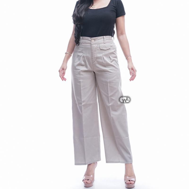 outfit celana oro pants jeans denim Highwaist Loose Anti Kusut Panjang Casual Wanita 1