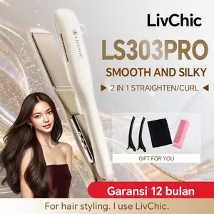 LivChic 2IN1 LS303PRO Catok Rambut 45MM Panel Meluruskan Keriting AI one-click activation 60 juta ion negatif inframerah 185°C Styling 3 lipatan Meratakan Frizz Garansi 1 Tahun - Kering Penjepit