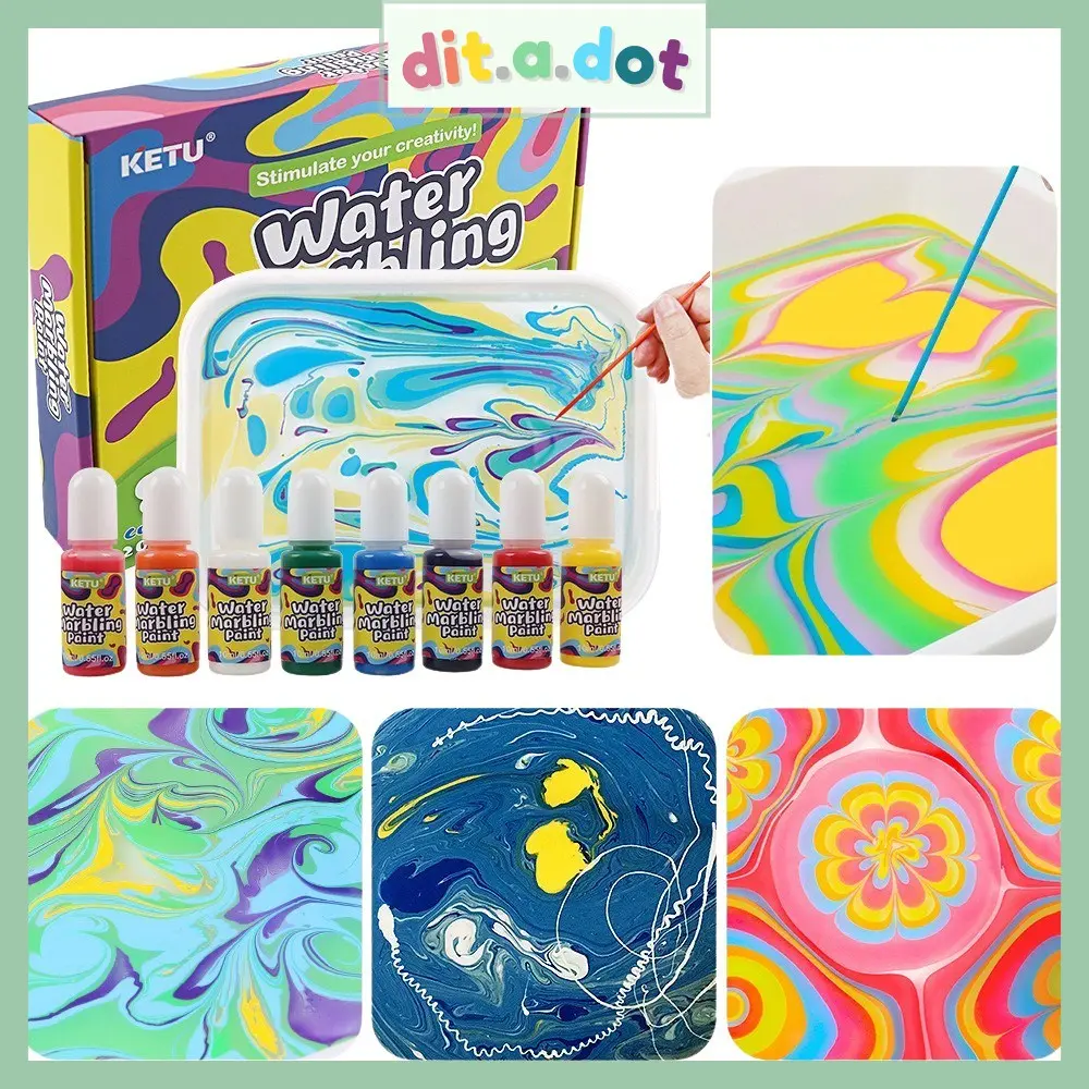[SG] DitaDot DIY Water Marbling Kit Painting Craft Set for Creative Art - Set of 8 Colours