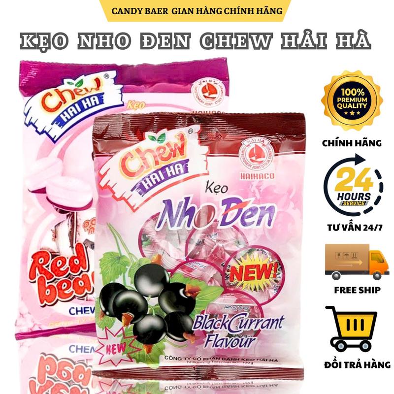   COMBO 5 GÓI  Kẹo Chew Candy Taro Hải Hà - Kẹo Nho Đen Hải Hà - Kẹo Mềm Chew 