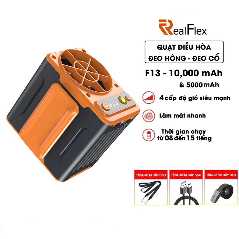 Quạt Mini công suất lớn F13, Dung lượng Pin 10.000 mAh và 5000 mAh tốc độ gió mạnh, thích hợp đeo cổ và thắt lưng