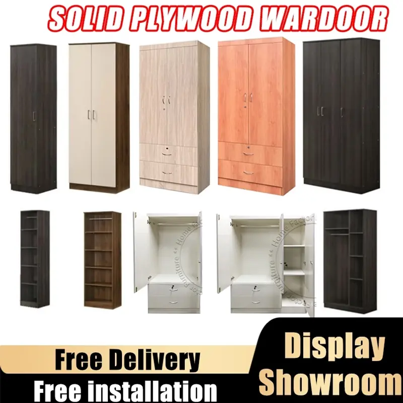 HF 1/2/3/4 Door Solid Plywood Wardrobe DIRECT FACTORY PRICE.CHEAP SALES OFFER. DRAWERS. SHELVES （Free Delivery） wardrobe