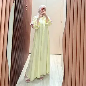 Valen Dress Bordir Rayon Twill Gamis Wanita Lebaran