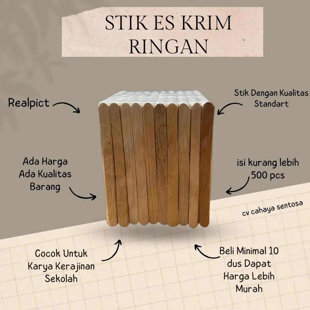 STIK ES KRIM KAYU RINGAN ISI KURANG LEBIH 500 PCS Kerajinan Cream Kitchenware