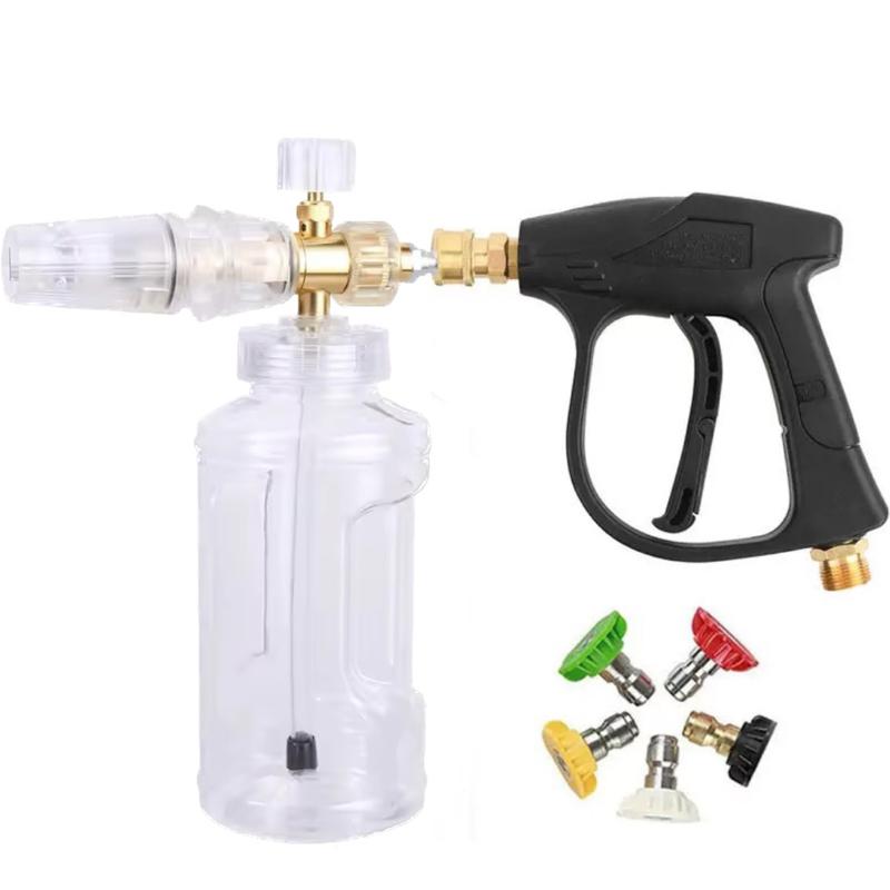  Combo Bình Thẳng Trong Suốt Xịt Bọt Tuyết Rửa Xe Kèm Bộ Khớp Nối Nhanh Và Sú.ng Rửa Xe Cao Áp 