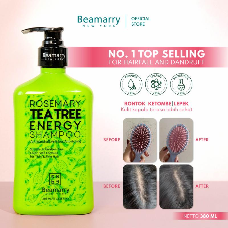 Beamarry Hair Care | Shampoo Rosemary KERATIN TEA-TREE 380ml | Anti Hair Fall, Anti Oily. 1