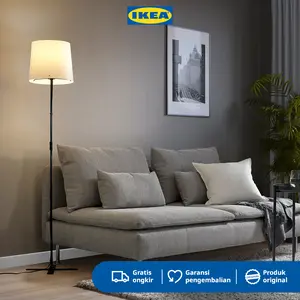 IKEA BARLAST Lampu Lantai dengan Tiang Baja Kap Lampu Plastik 150cm Hitam / Putih Bohlam