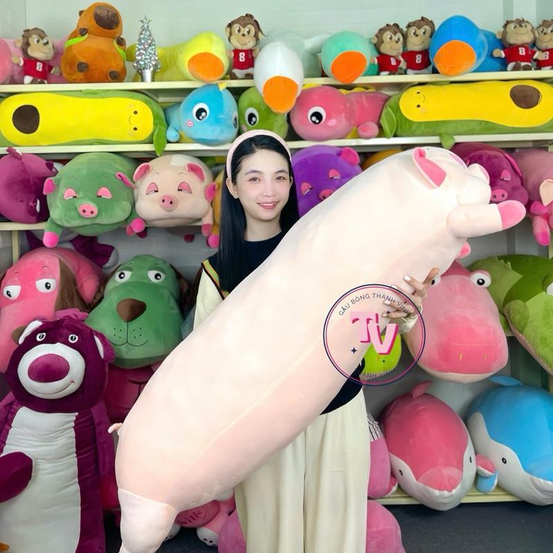 Gấu Bông Heo Mắt Hip 1m1 màu Hồng Dâu Mềm Mịn Thú Bông Thú Nhồi Bông Đáng Yêu Ngộ Nghĩnh Co Dãn 4 Chiều