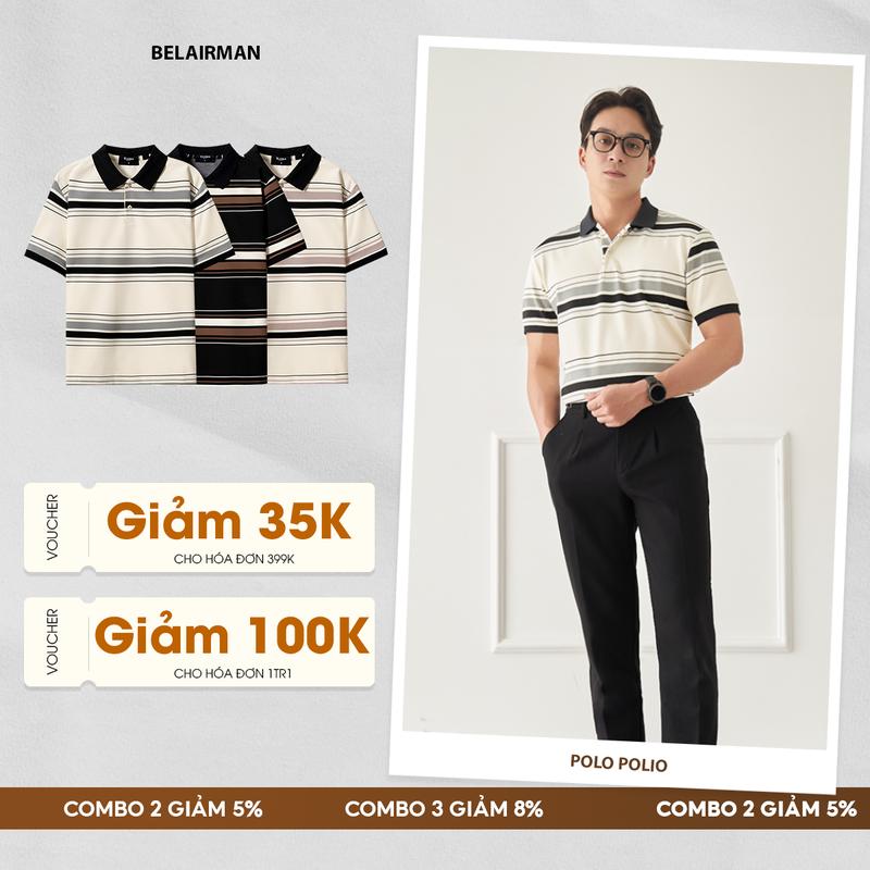 Áo polo nam BELAIRMAN POLIO, kiểu dáng classic, thanh lịch, sang trọng - PLPO0111 Shirt Menswear Có Cổ