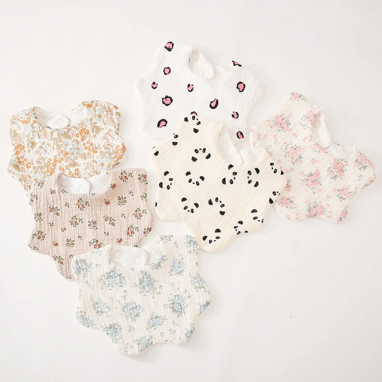 New 6 Layers Cotton Gauze Baby Feeding Drool Bib Infants Print Petal Saliva Towel Soft Burp Cloth For Newborn Toddler Kids Bibs