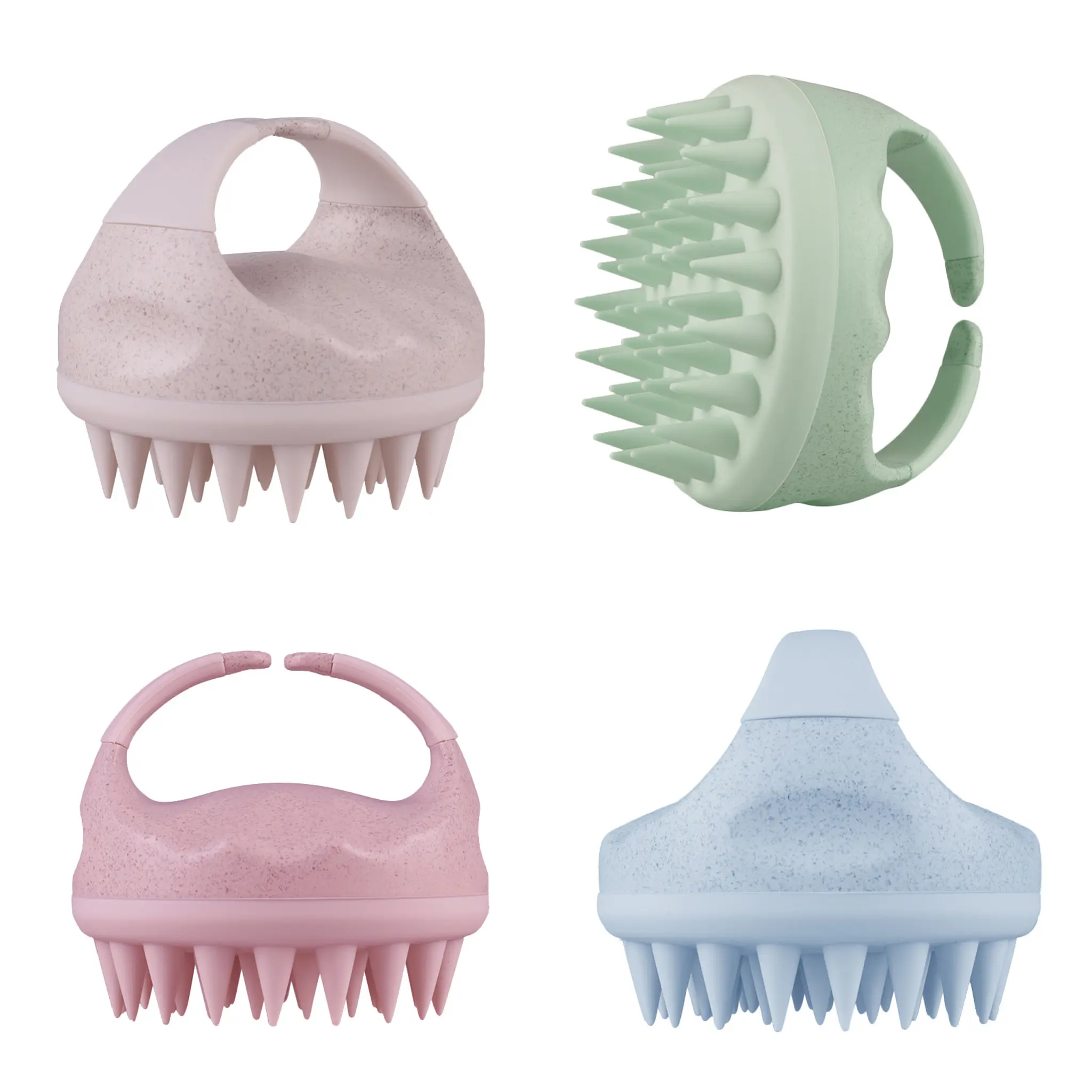 Scalp Massager Shampoo Brush, Wheat Straw Scalp Scrubber for Dandruff Removal, Eco-friendly Scalp Exfoliator Brush with Soft Silicone, Scalp Massager for Hair Growth, Wet Dry Scalp Shower Brush Accessory Bath