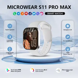 Tahan Air Pengisian Nirkabel 11 Pro Max  10 Pro Max  Original - Layar AMOLED 2.2" NFC GPS Panggilan Bluetooth Pria Wanita Gratis Wallpaper