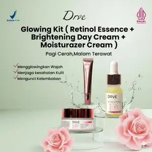 Drve 3in1 Glowing Kit  (Retinol Essence, Brightening Day Cream & Moisturizing Night Cream) Dengan Niacinamide untuk Kulit Cerah Halus & Sehat.