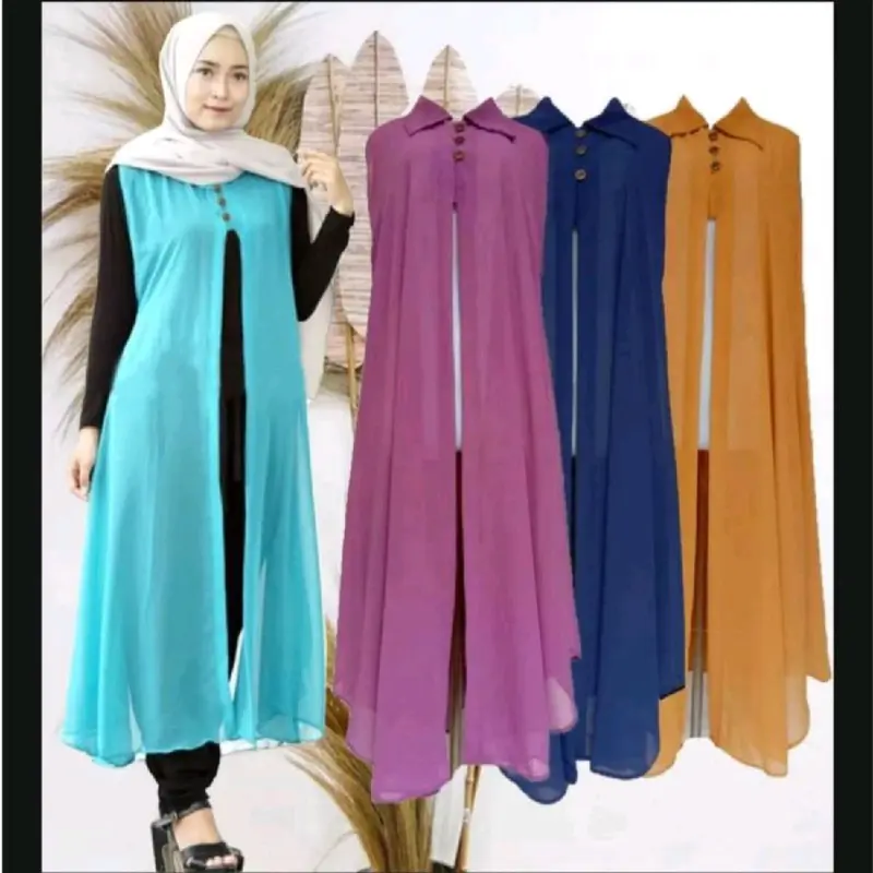 Kardigan Wanita Panjang Long Outer Babydol Cardigan Jumbo Muslim By AS Fashion 2