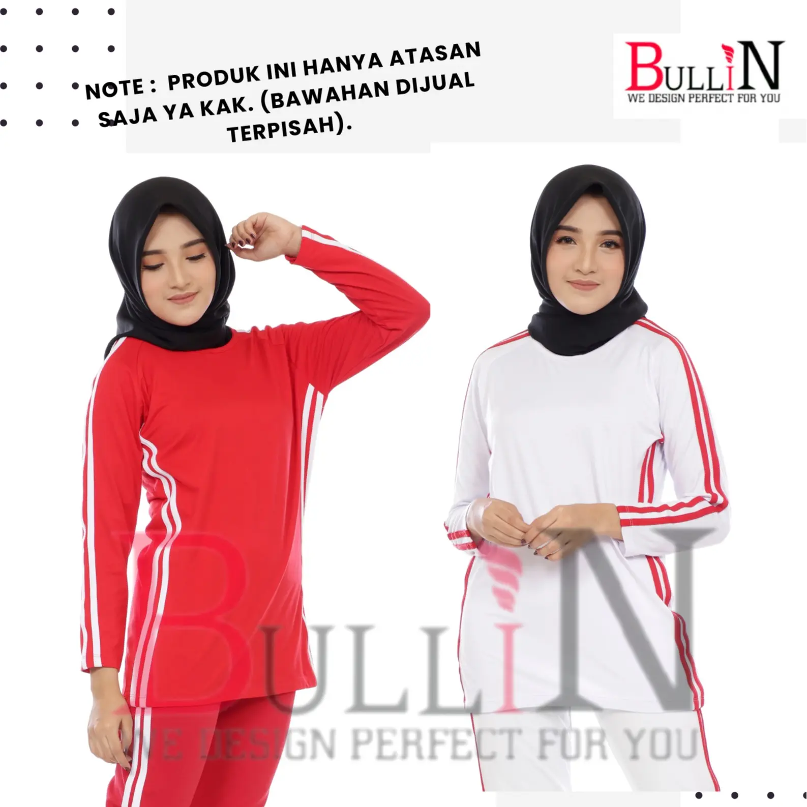 BULLIN Baju Panjang Atasan Senam List Merah Putih Standar Dan Jumbo