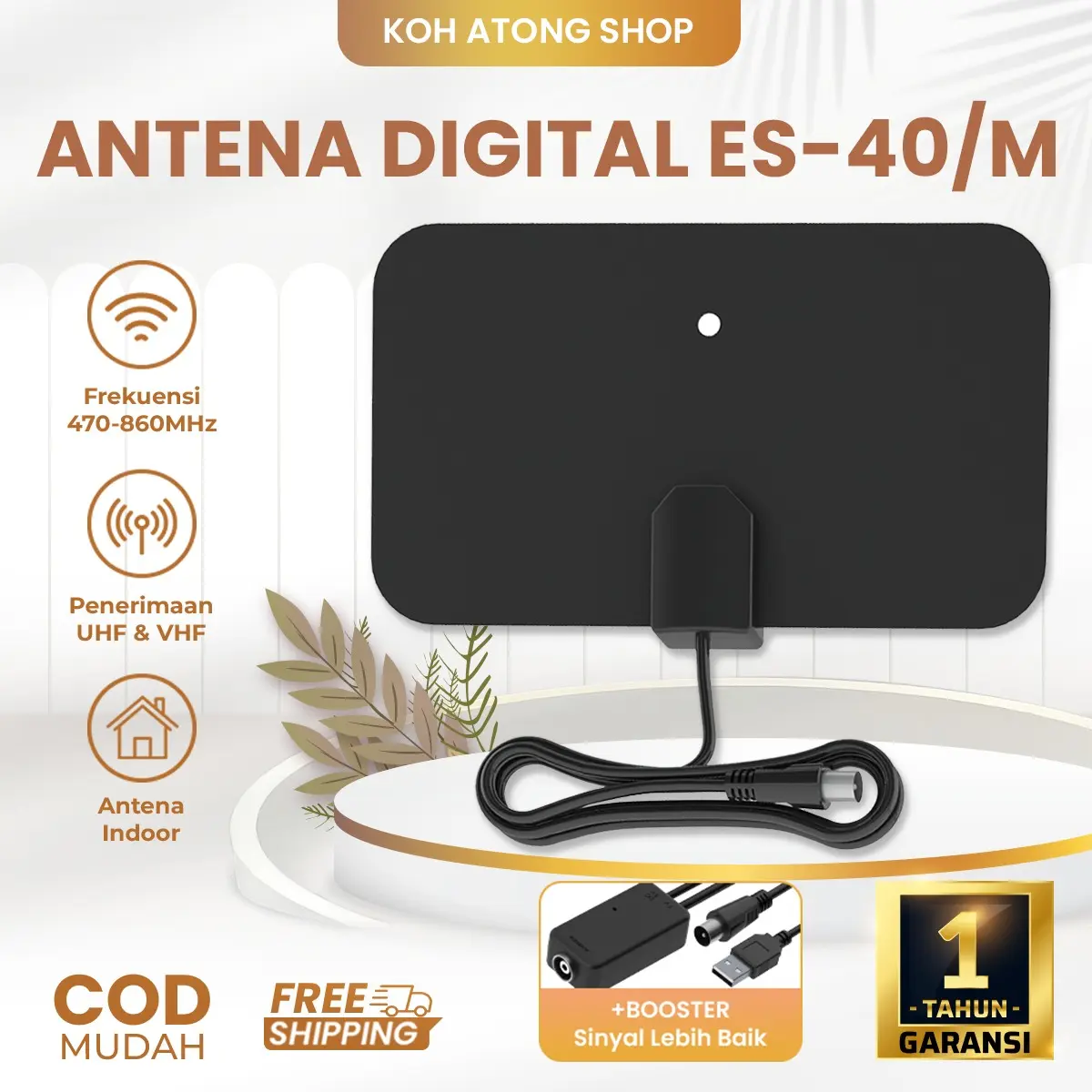 Antena Digital Elston Type Kupu-Kupu ES-40 Sinyal Kuat Indoor
