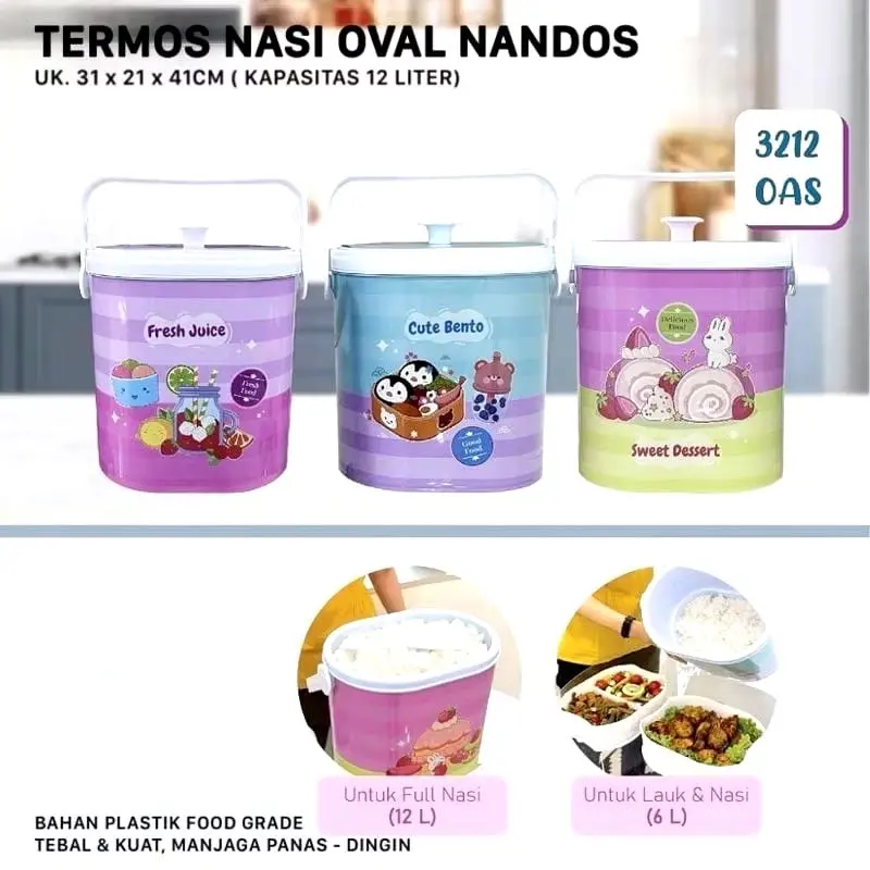 NANDOS Termos nasi oval serbaguna bonus 2 tempat sayur dan centong