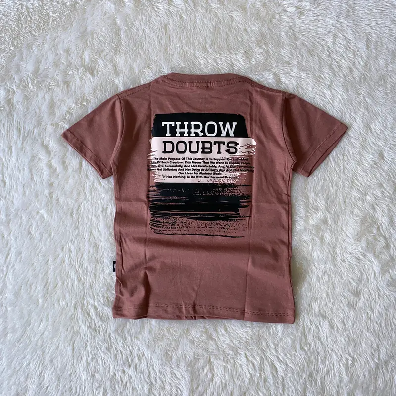 Baju Kaos Anak Distro Laki-Laki Perempuan Katun T15 Warna Dusty Pink Usia 4-12 Tahun - Motif, Pakaian 1