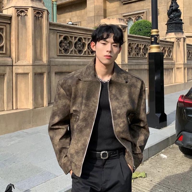    Hàng QC   Áo Khoác Da PU Wash Vintage - Form Crop - Đệm Vai - Phong Cách Hàn Quốc 