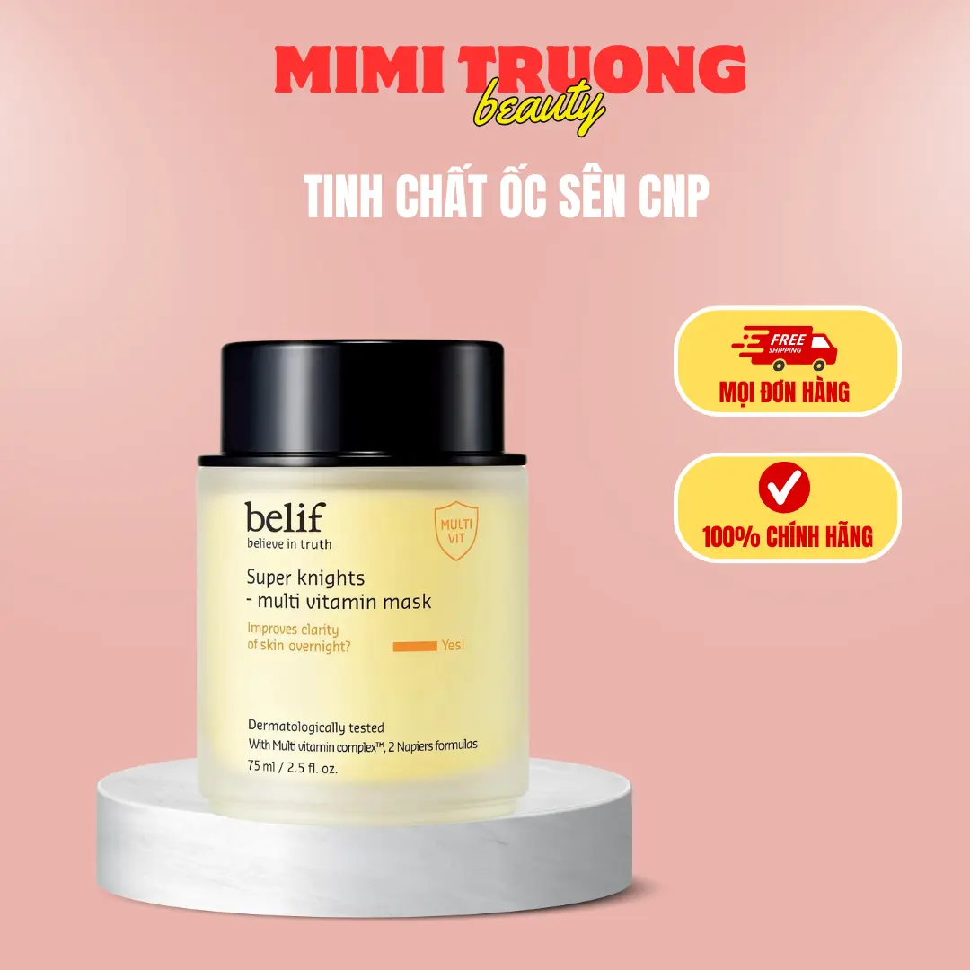 [Có quà] Mặt Nạ Ngủ Dưỡng Ẩm Phục Hồi Da Chuyên Sâu với 04 loại vitamin Vàng 75ml, hàng công ty  mặtnạ maskngủ  belif hàlinh Làm Đẹp Da  Dưỡng Ẩm Da Làm Đẹp Da Skincare Dưỡng Ẩm Da mặtnạngủ belif chínhhãng Nữ