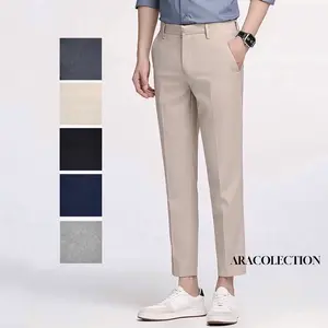 ARACOLECTION - Celana Ankle Pants Celana Casual Celana Kantor Formal Celana Bahan Kerja Celana Panjang Pria Slim Fit Cream