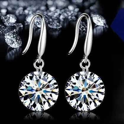 New Fashionable and Cute Sparkling White Zircon Earrings, Simple and Popular Earrings, Jewelry Earrings
