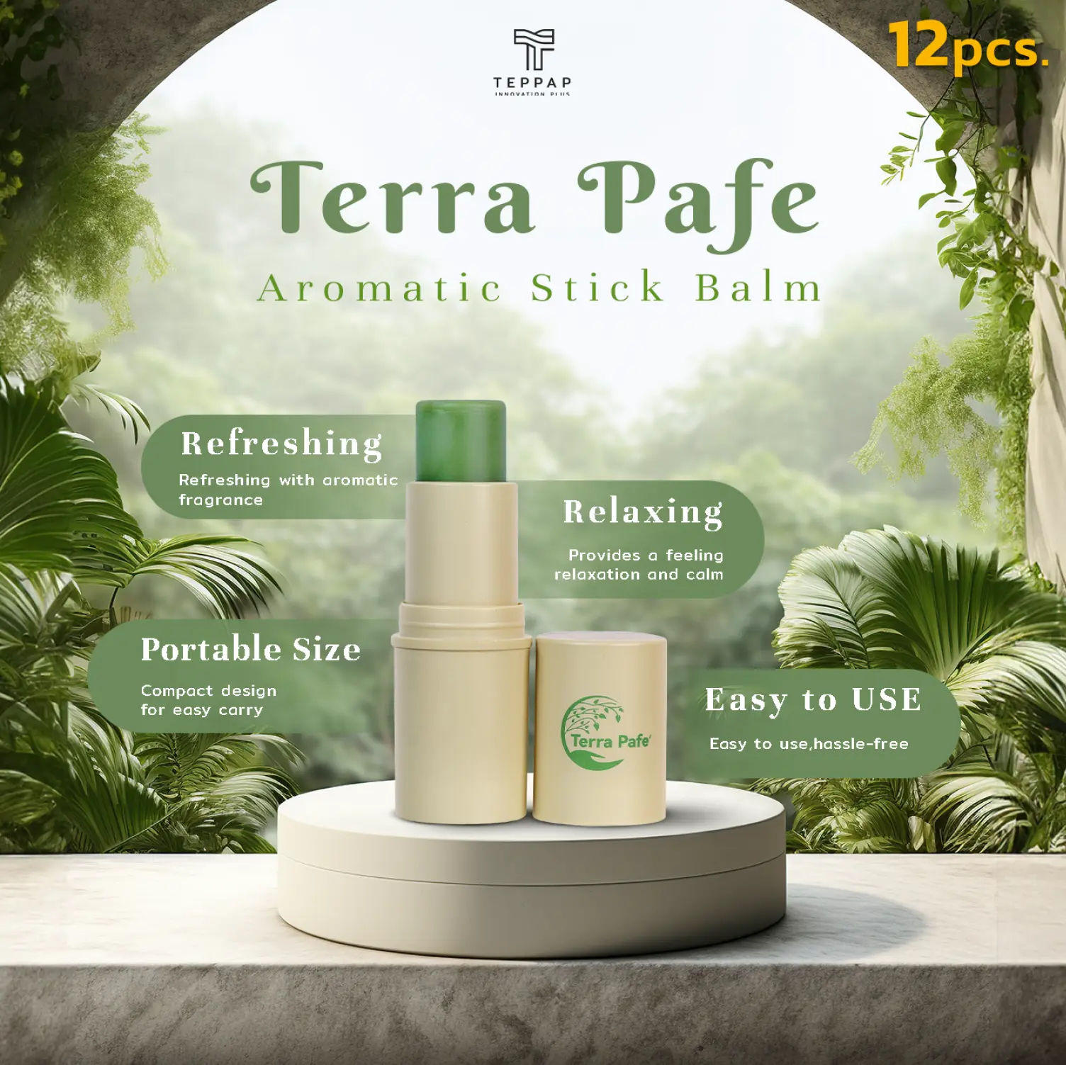 Terra Pafe Aroma Balm (12 pieces) - Fresh and Relaxing Scent, Convenient to Carry, Air Freshener