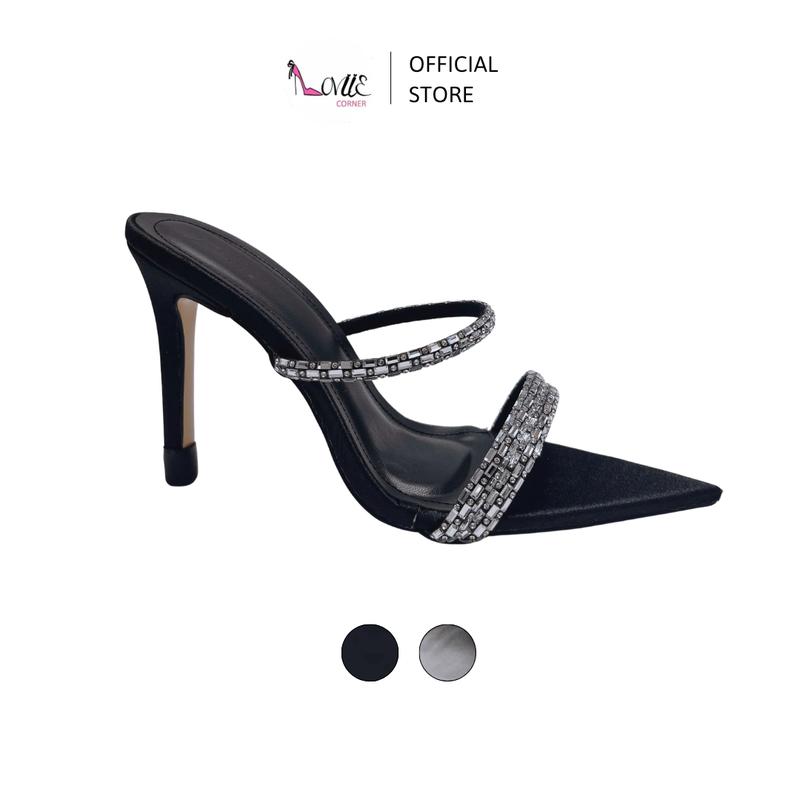 LOVIIECORNER GUỐC CAO GÓT NỮ MŨI NHỌN - GUỐC MULES QUAI ĐÁ HIỆN ĐẠI - GUỐC CAO GÓT ĐI TIỆC NHỌN 9 PHÂN  DD231140