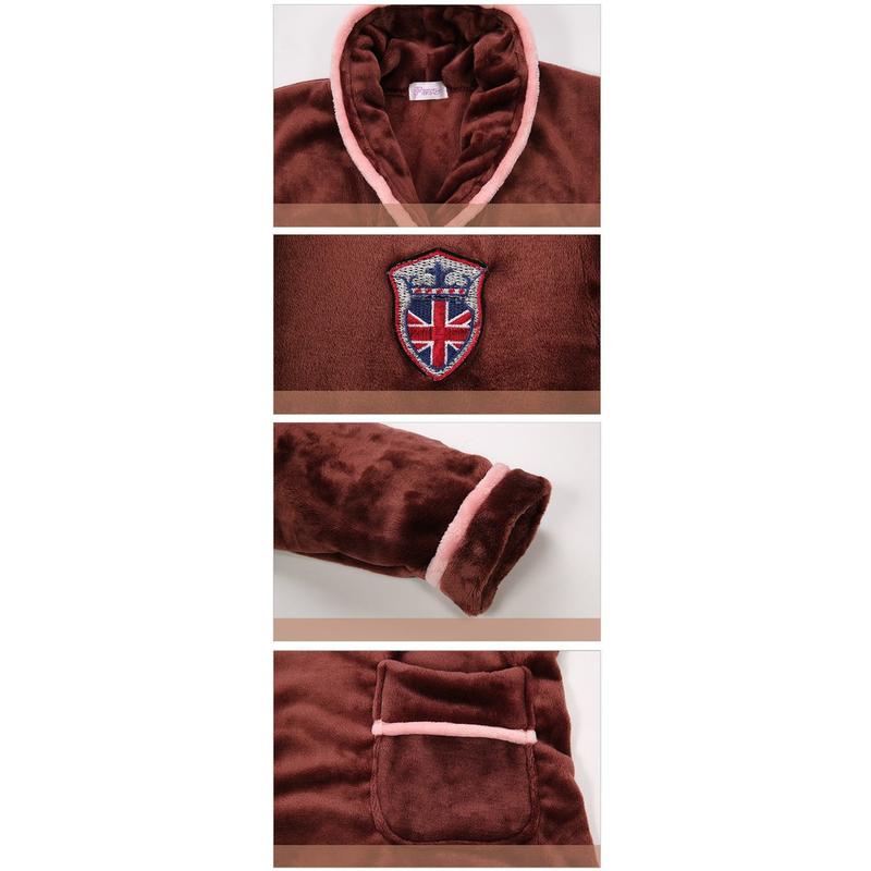 [Jennifer]Lovers Winter Flannel Bathrobe for Men Women Bath Robe Sexy Bridesmaid Robes 6