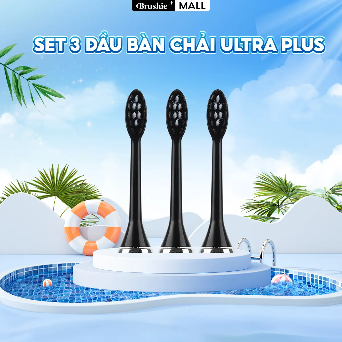 [SIÊU SALE] Set 3 đầu êm dịu thay thế chính hãng [ Bàn chải điện Brushie Ultra Plus và Brushie Blink và Promax ] dành cho Nam và Nữ