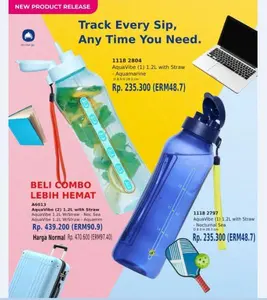 eco botol 1.2L Tupperware with straw ori /pcs