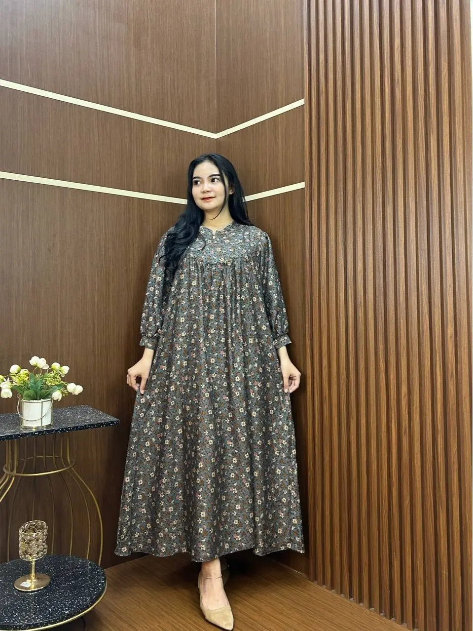 Gallery hawet - Monica Midi dress rayon/ Monica lengan kancing
