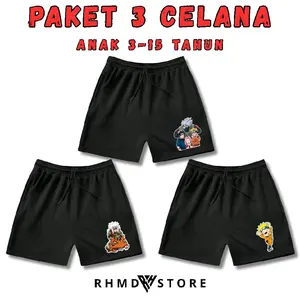 Paket 3 PCS Celana Boxer Anak Usia 4-13 Tahun Karakter DTF Plastisol Fashion Ada Saku
