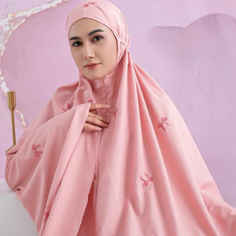 Mukena Dewasa Wanita Bordir Coquette Pita Katun Premium Terbaru - Mukenah, Muslim Atasan Bawahan Traveling 3