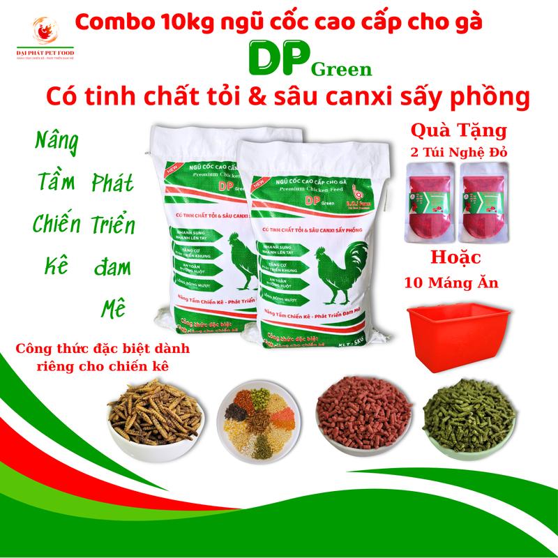 10kg Ngũ Cốc Loại 1 DP Green Có Chất Tỏi Và Sâu Canxi Cho Gà Tặng Kèm 10 Máng Ăn Hoặc Nghệ Đỏ
