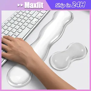 Ergonomic Keyboard Mouse Pad Wrist Rest Silikon Transparent Gel Bantalan Pergelangan Tangan Wrist Pad Sandaran Tangan Keyboard Bantalan Mouse Anti Pegal