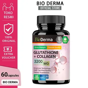 Glutathione + Collagen,cerahkan kulit alami,tingkatkan elastisitas,hasil maksimal 60 kapsul