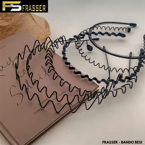 Bando Kawat Gelombang Zigzag Hitam Frasser Model Korea Premium Headband Sport BND 02 - 01 Wanita, Pria