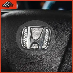 Sticker Dekorasi Stir Mobil Aksen Berlian Imitasi Car Steering Wheel Diamond Sticker Aksesoris
