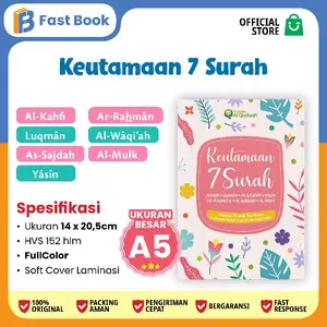 Kumpulan 7 Surat A5 di dalam Al Quran Yasin Al-Kahfi As-Sajdah Luqman Al-Mulk Al-Waqi'Ah Ar-Rahman Soft Cover 152 Halaman Full Color