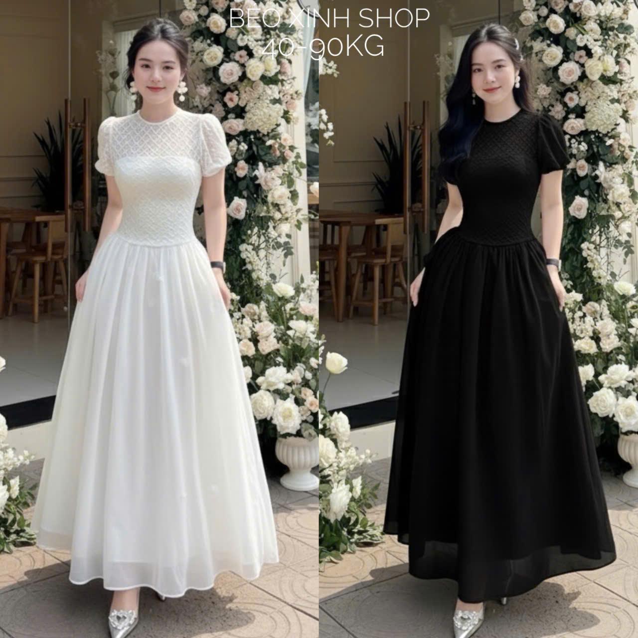 Đầm Dự Tiệc Thiết Kế 2 Lớp Ren Tiểu Thư Phối Hoa (Vải Ren 2 Lớp) Cao Cấp Thanh Lịch Sang Trọng Cho Các Nàng Bigsize 40–90kg Thời Trang Nữ Béo Xinh Shop - A.1673