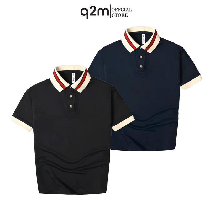 Áo Phông Polo thương hiệu q2m , Màu Xanh Than Đơn Giản mã q2m.067