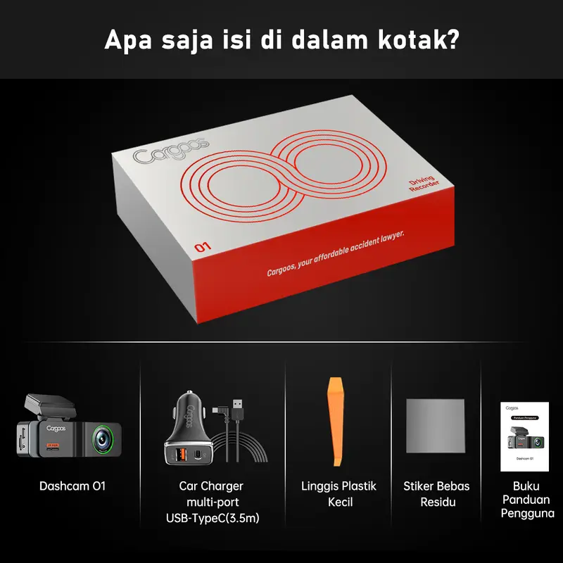 【SPECIAL】Cargoos O1 Car Dashcam 2K 1440p GPS Wifi G-sensor Night Vision Aplikasi Kamera Mobil Kendaraan 1